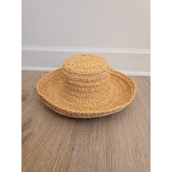 Helen Kaminski Raffia Straw Woven Madagascar Natural Wide Brim Sun Resort Hat OS
